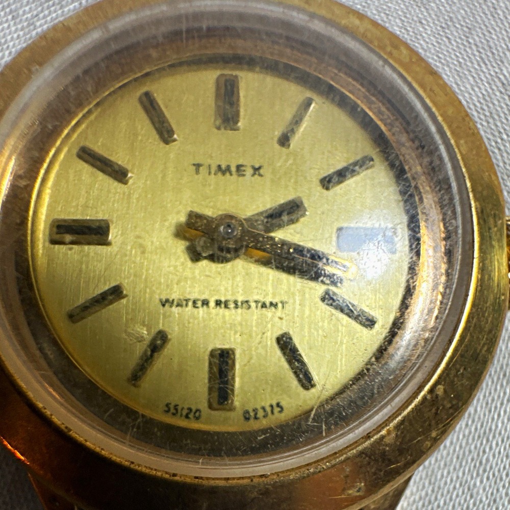 Vintage Timex Ladies Gold Tone Mechanical Watch 55120 02315 Parts Repair